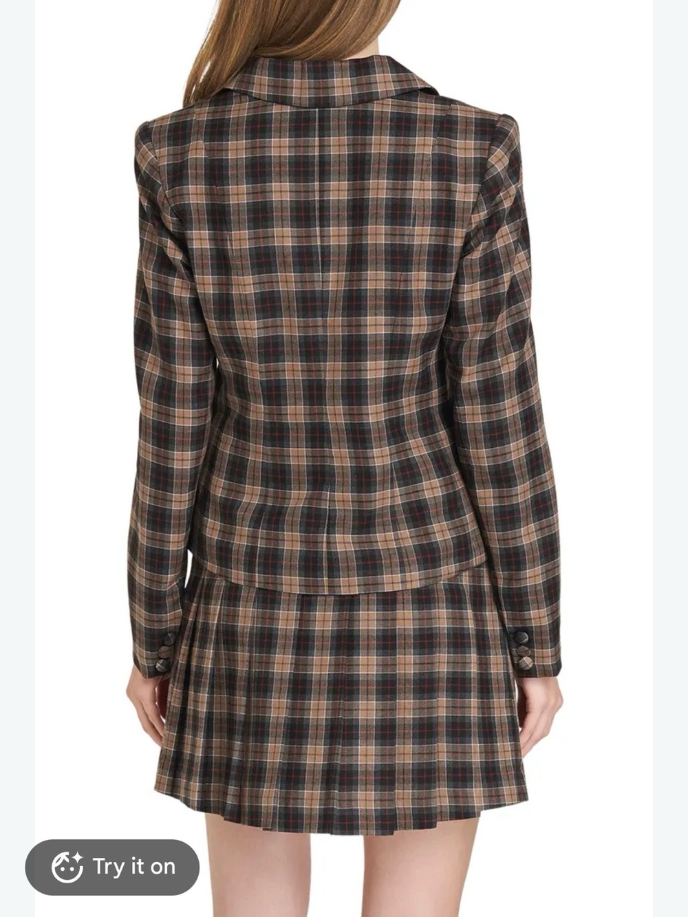 Wayf Brown Plaid Tailored Blazer - Picture 3 of 6